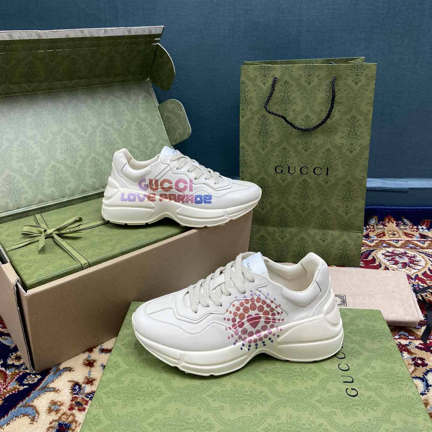 Gucci Women's Rhyton Gucci Love Parade Sneaker - DesignerGu