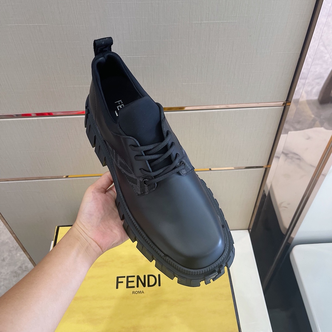 Fendi Black Leather Lace-Ups - DesignerGu