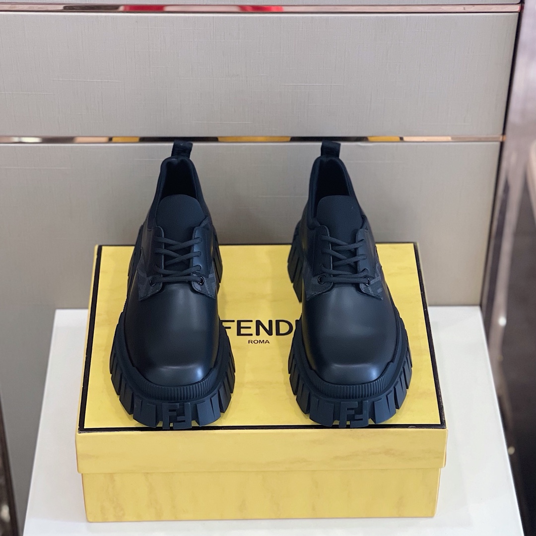 Fendi Black Leather Lace-Ups - DesignerGu