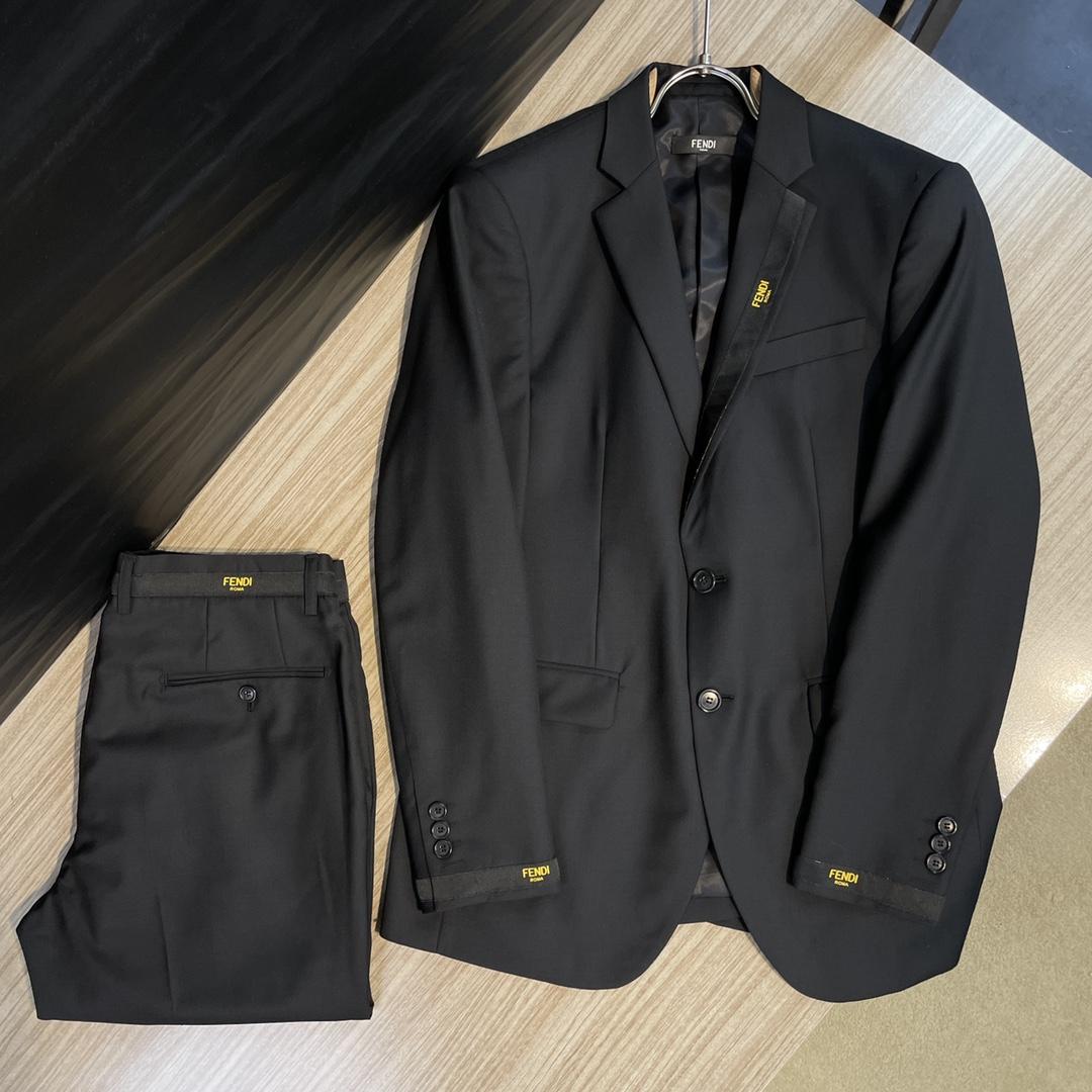 Fendi Black Cotton Blazer & Pants - DesignerGu