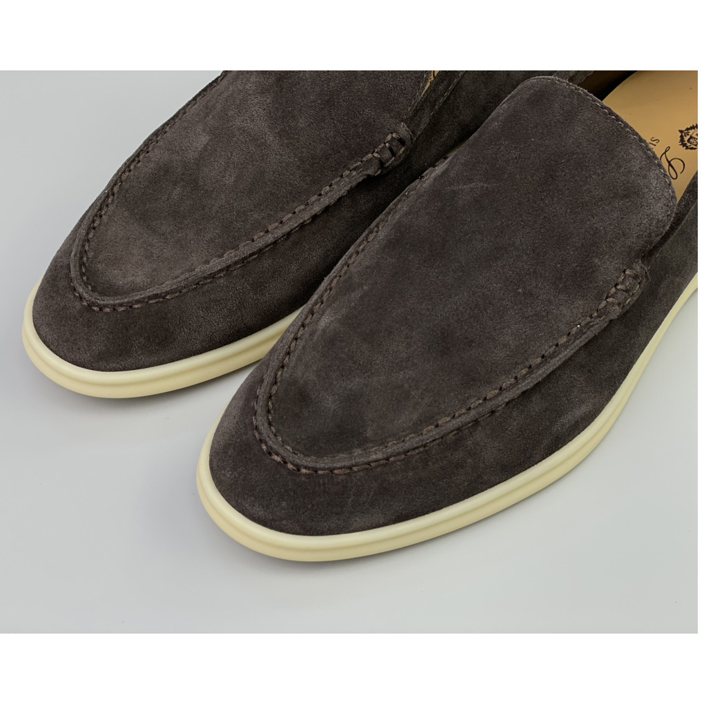 Loro Piana Summer Walk Loafers In Warm Gray  - DesignerGu