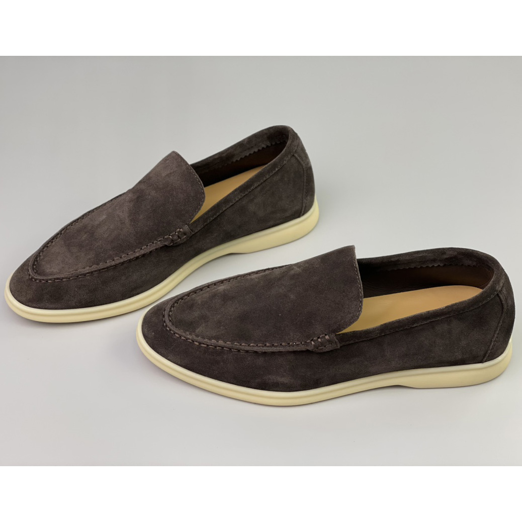 Loro Piana Summer Walk Loafers In Warm Gray  - DesignerGu