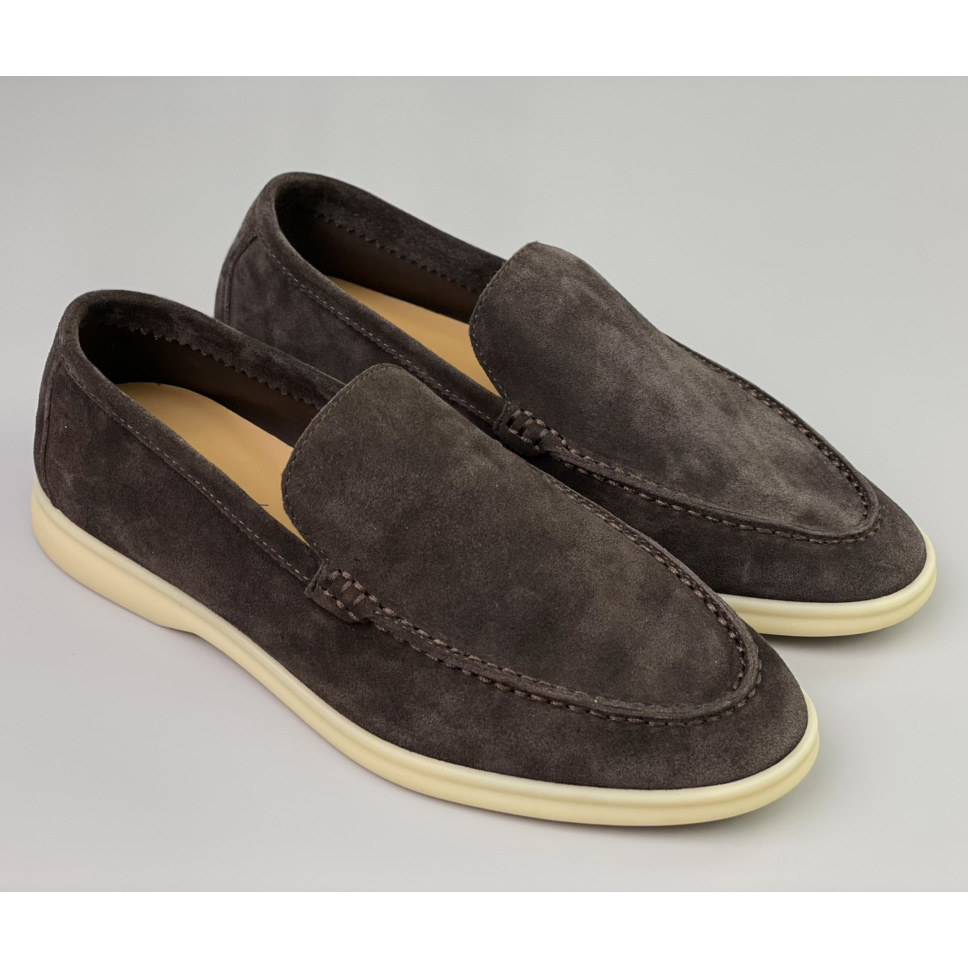 Loro Piana Summer Walk Loafers In Warm Gray  - DesignerGu