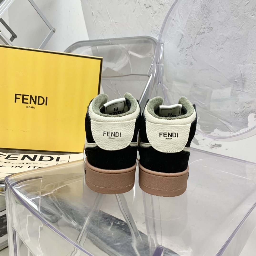 Fendi Match Black Leather High-Tops - DesignerGu