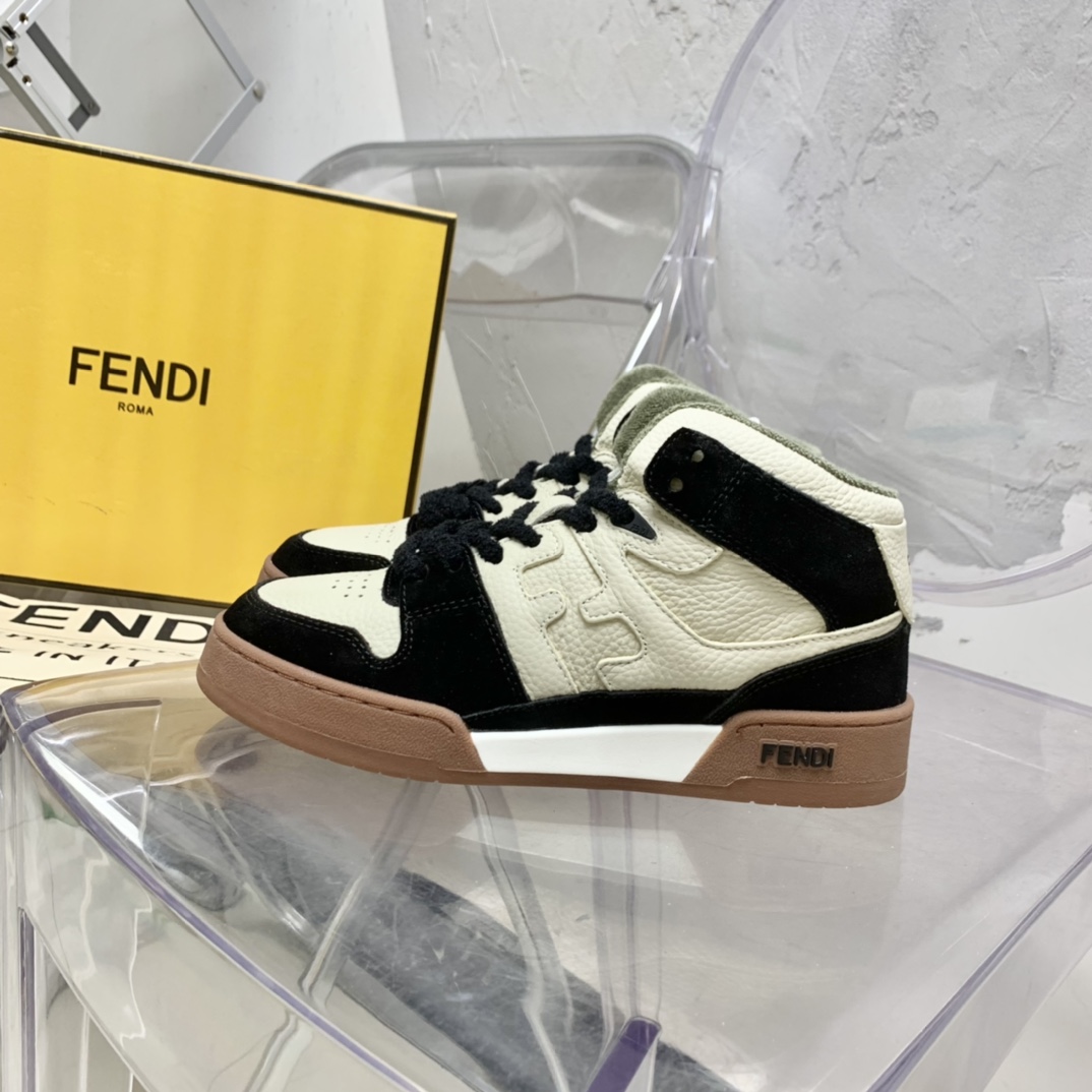 Fendi Match Black Leather High-Tops - DesignerGu