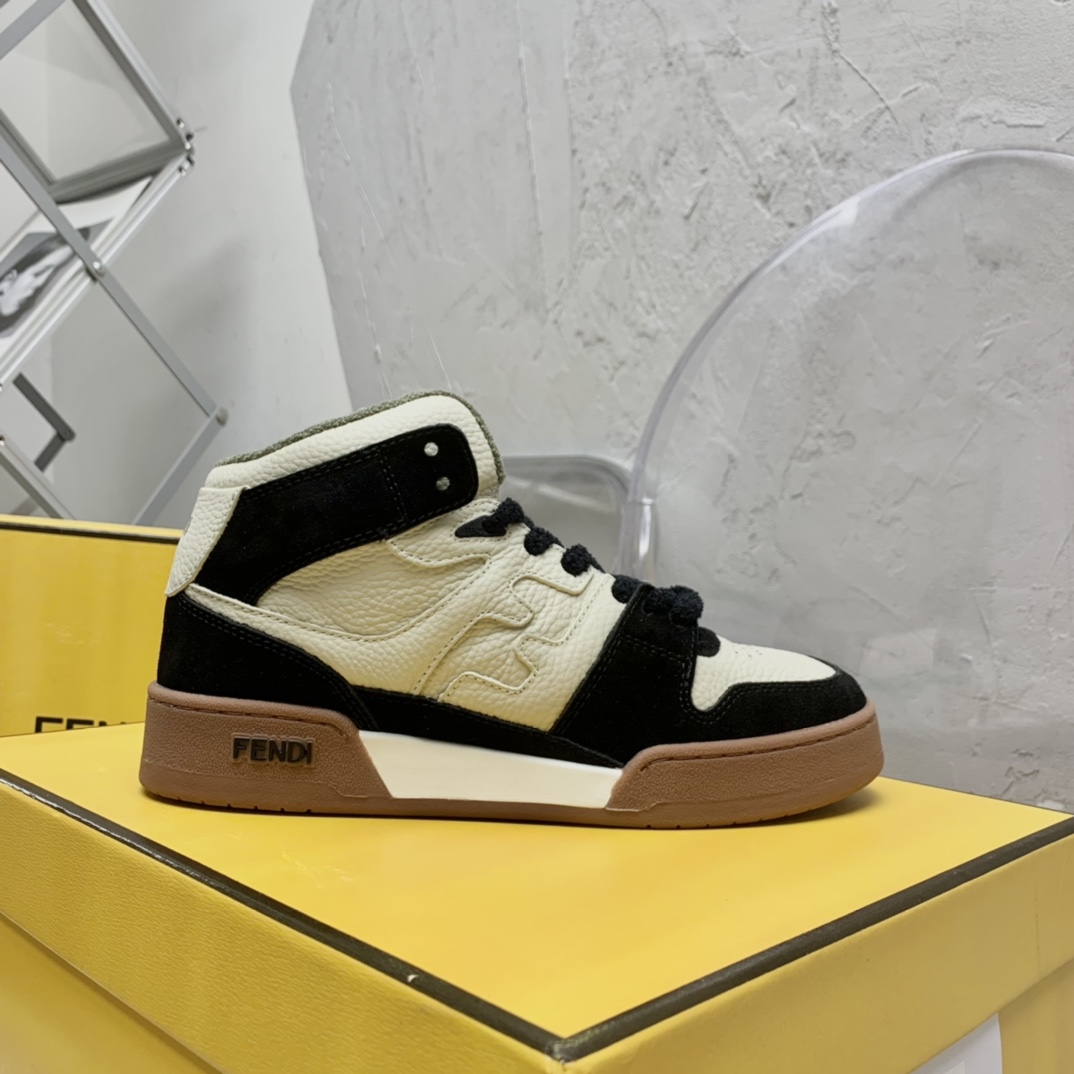 Fendi Match Black Leather High-Tops - DesignerGu