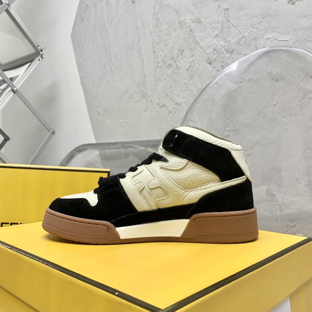 Fendi Match Black Leather High-Tops - DesignerGu