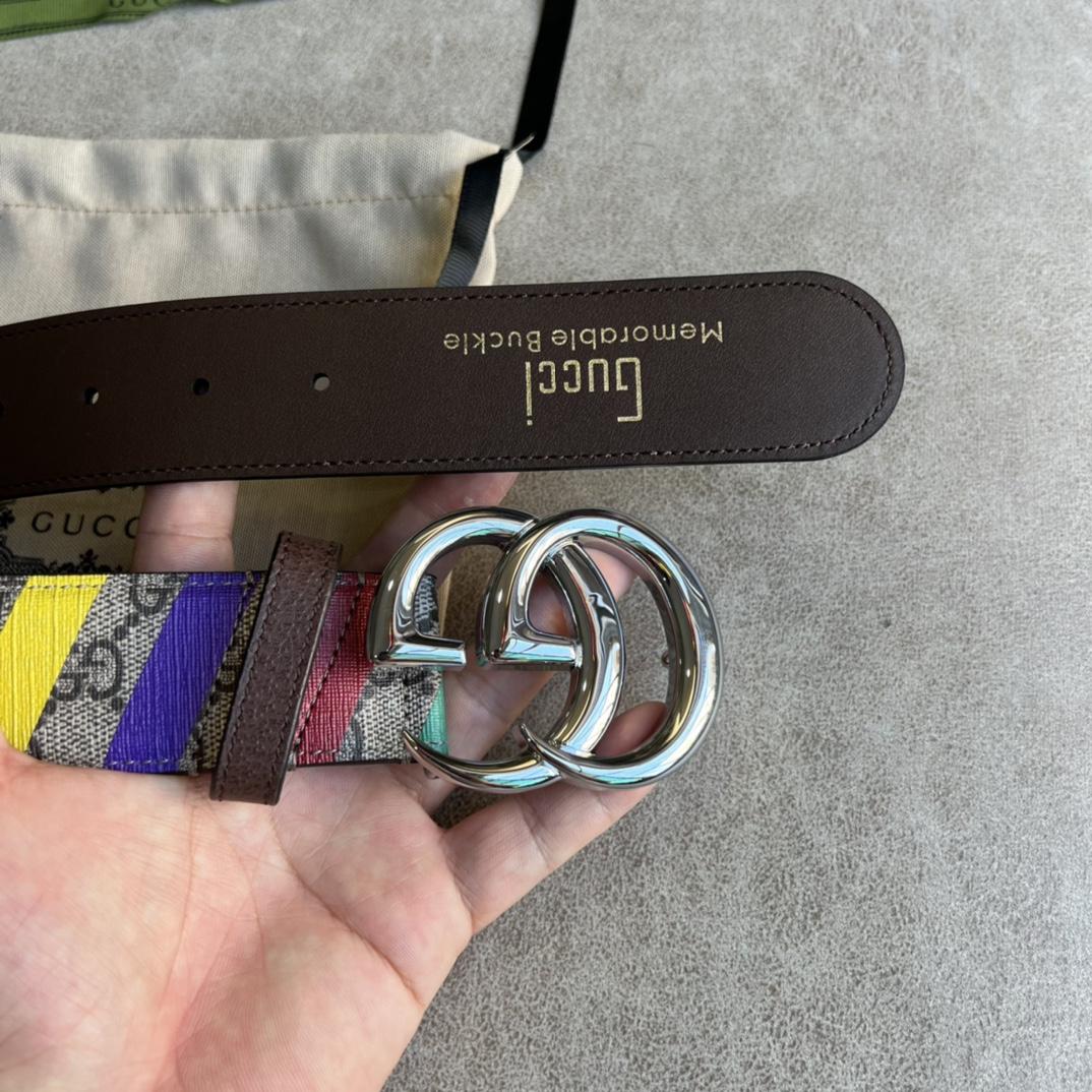 Gucci Striped Belt With Double G - DesignerGu