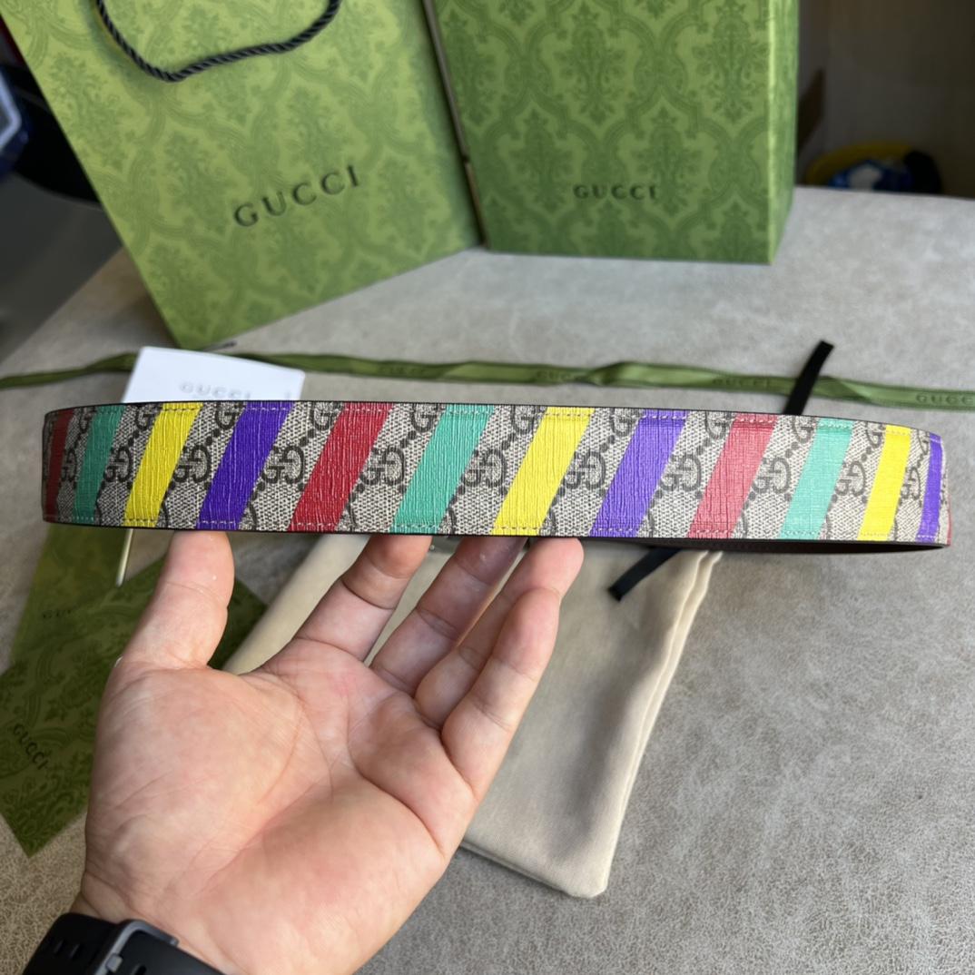 Gucci Striped Belt With Double G - DesignerGu