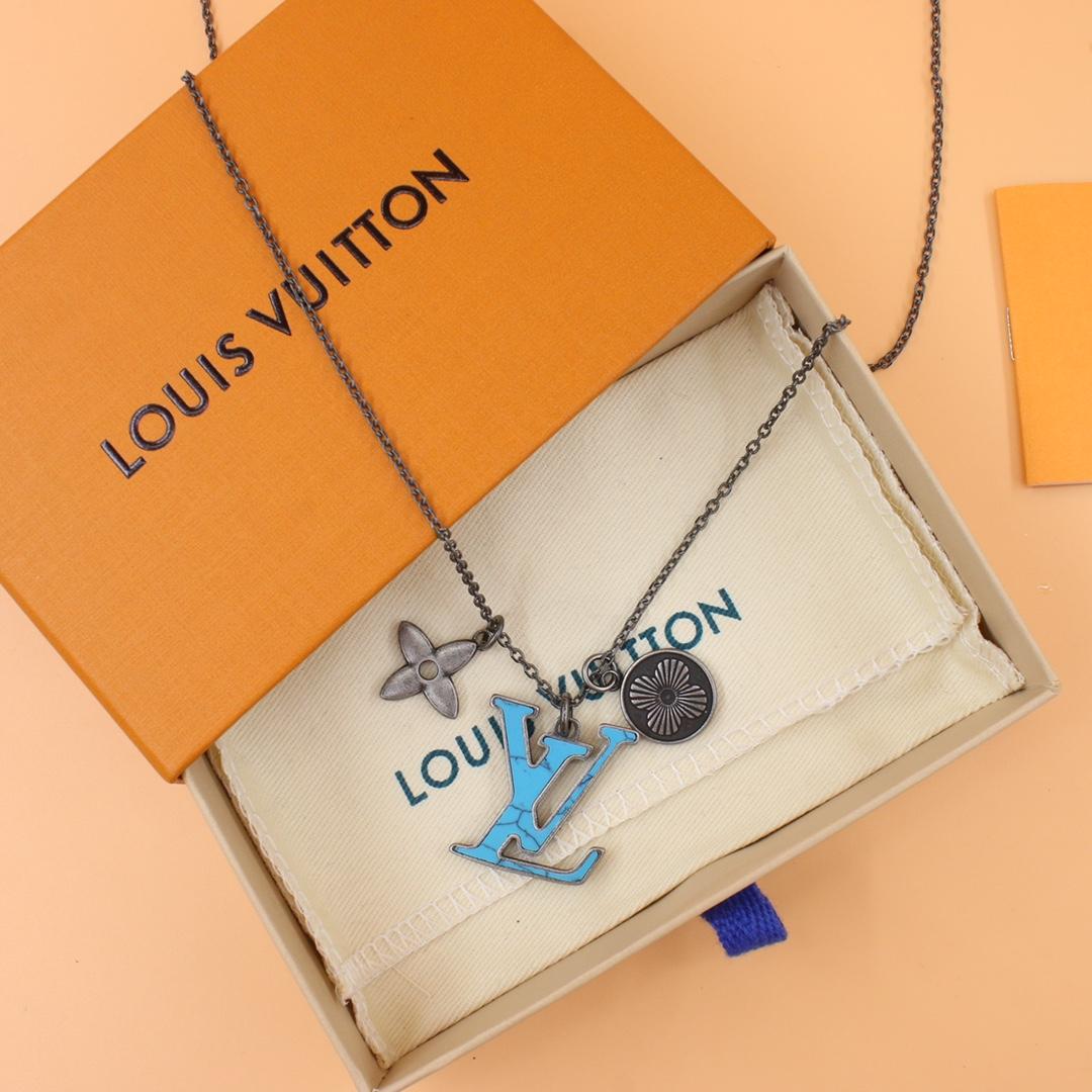 Louis Vuitton Pendant Chain LV Turquoise Necklace    M68904 - DesignerGu