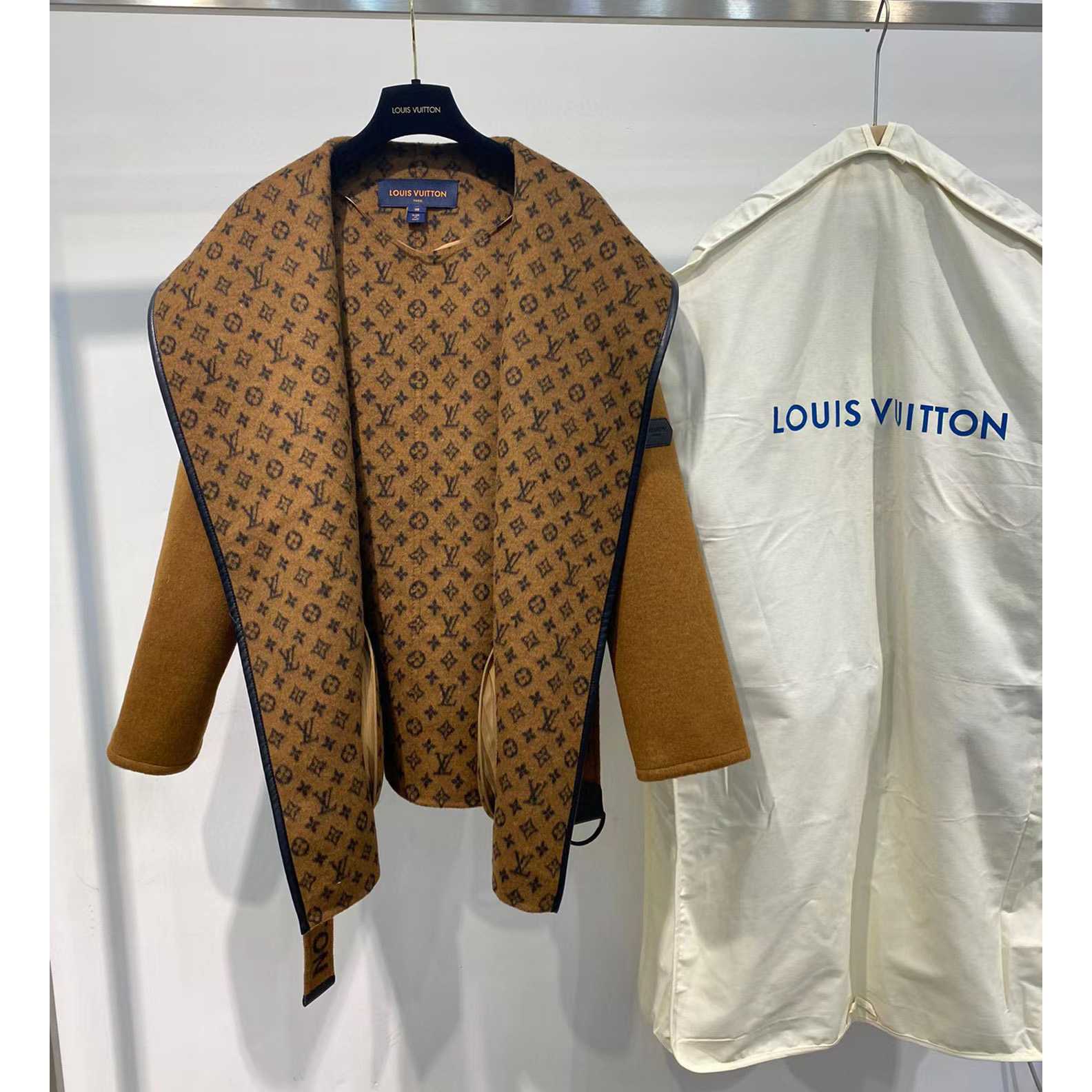 Louis Vuitton Signature Double Face Short Wrap Coat     - DesignerGu