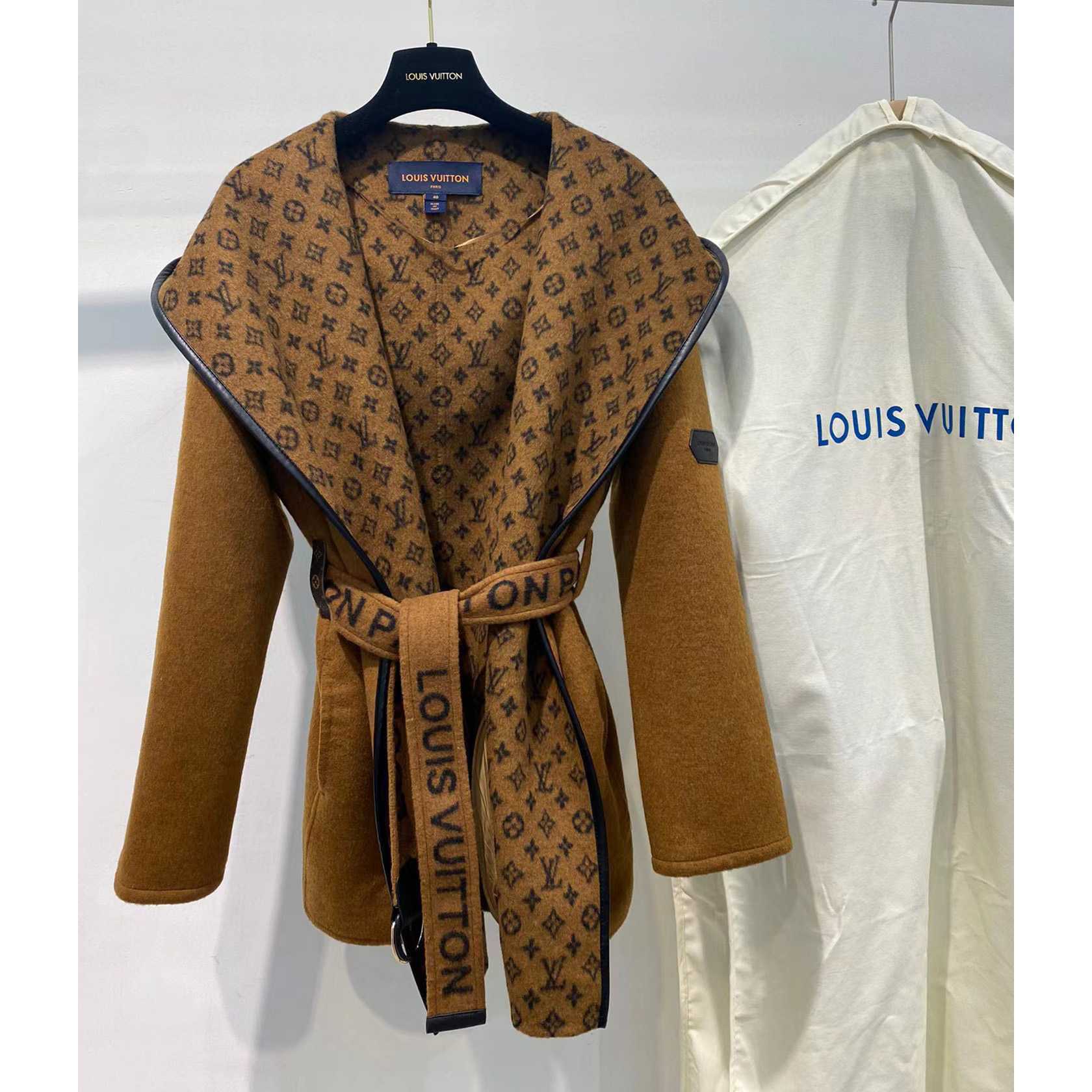 Louis Vuitton Signature Double Face Short Wrap Coat     - DesignerGu