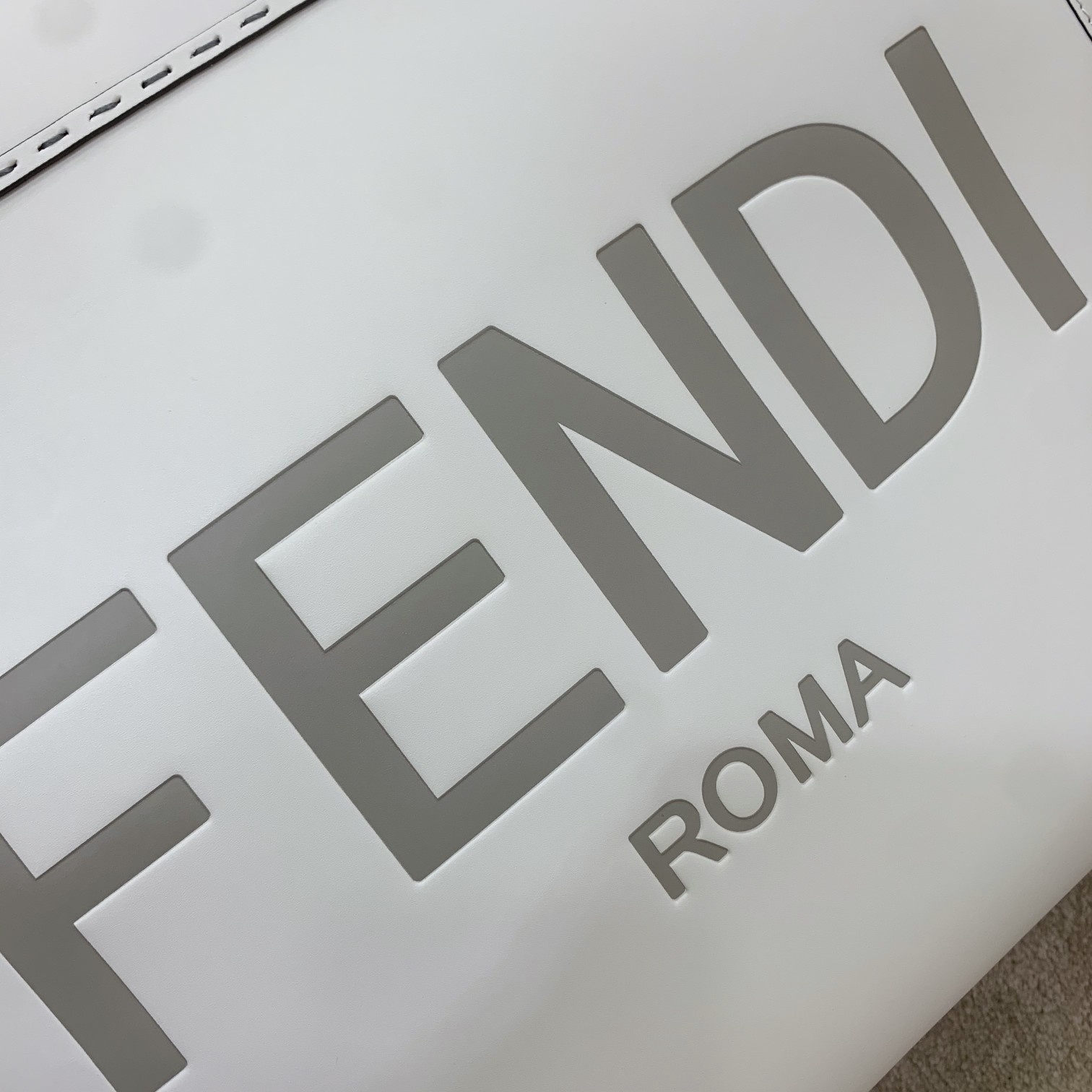 Fendi Sunshine Large White Leather Shopper(40-35-21cm) - DesignerGu