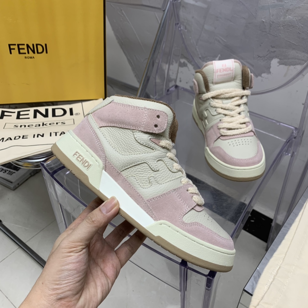 Fendi Match Black Leather High-Tops - DesignerGu