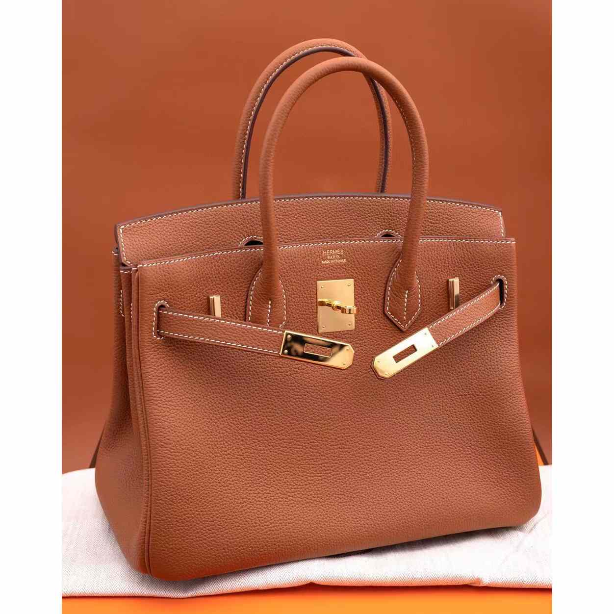 Hermes Birkin 30 Fjord Leather Gold Handbag （25-20-13CM） - DesignerGu