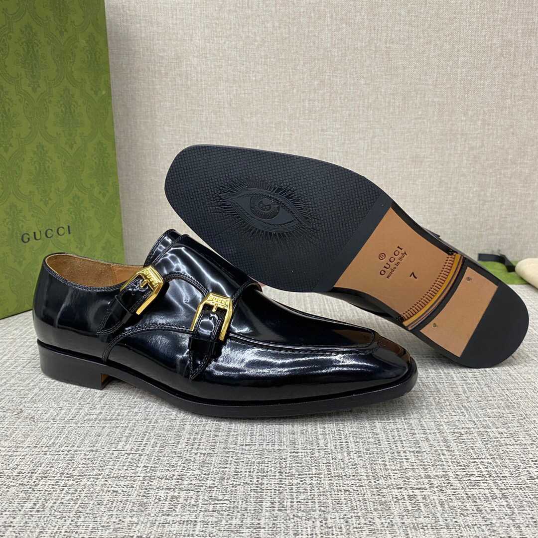 Gucci Monk-Strap Leather Shoes - DesignerGu