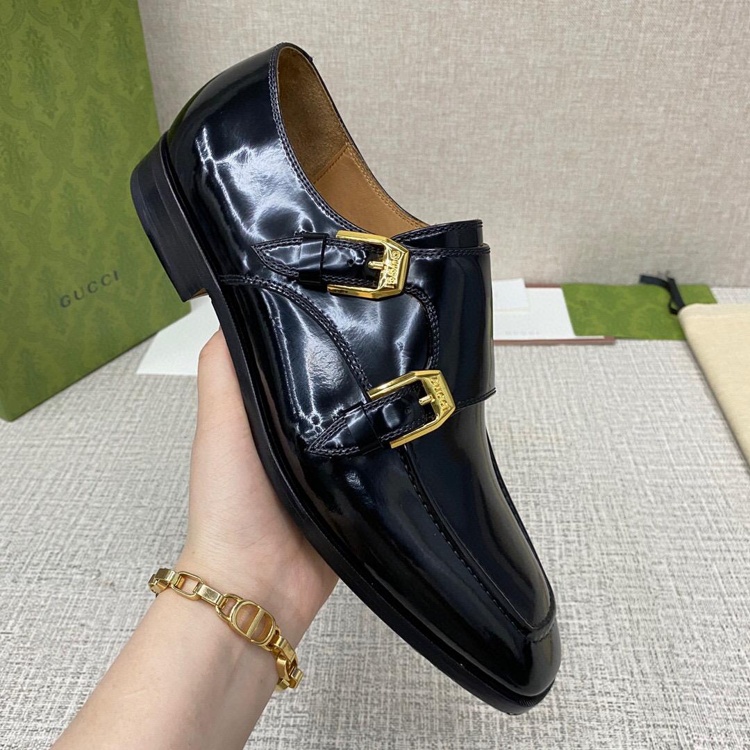 Gucci Monk-Strap Leather Shoes - DesignerGu