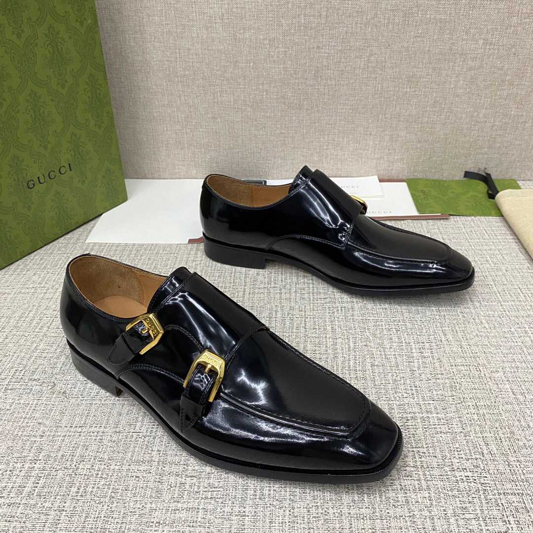 Gucci Monk-Strap Leather Shoes - DesignerGu