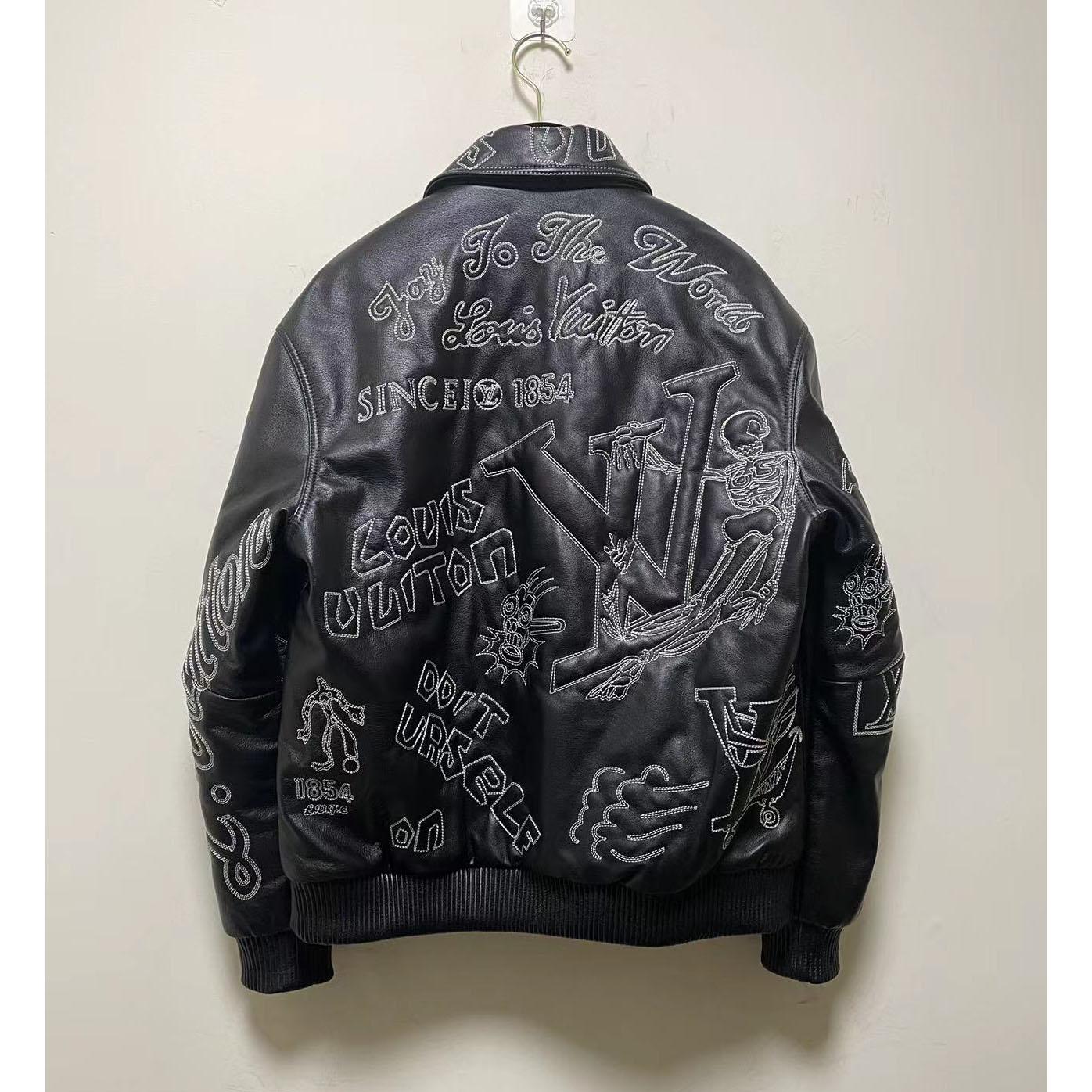 Louis Vuitton Black Leather 'Tourist vs. Purist' Bomber Jacket - DesignerGu