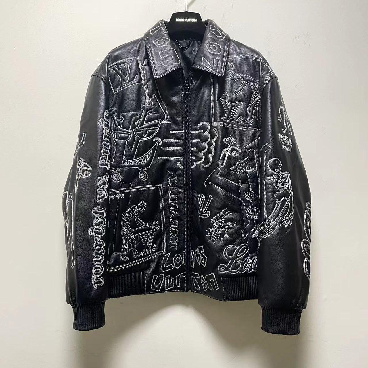 Louis Vuitton Black Leather 'Tourist vs. Purist' Bomber Jacket - DesignerGu