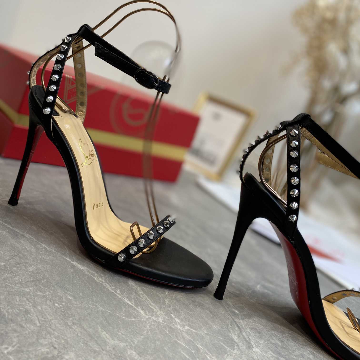 Christian Louboutin So Me Spike 70 Leather Sandals - DesignerGu