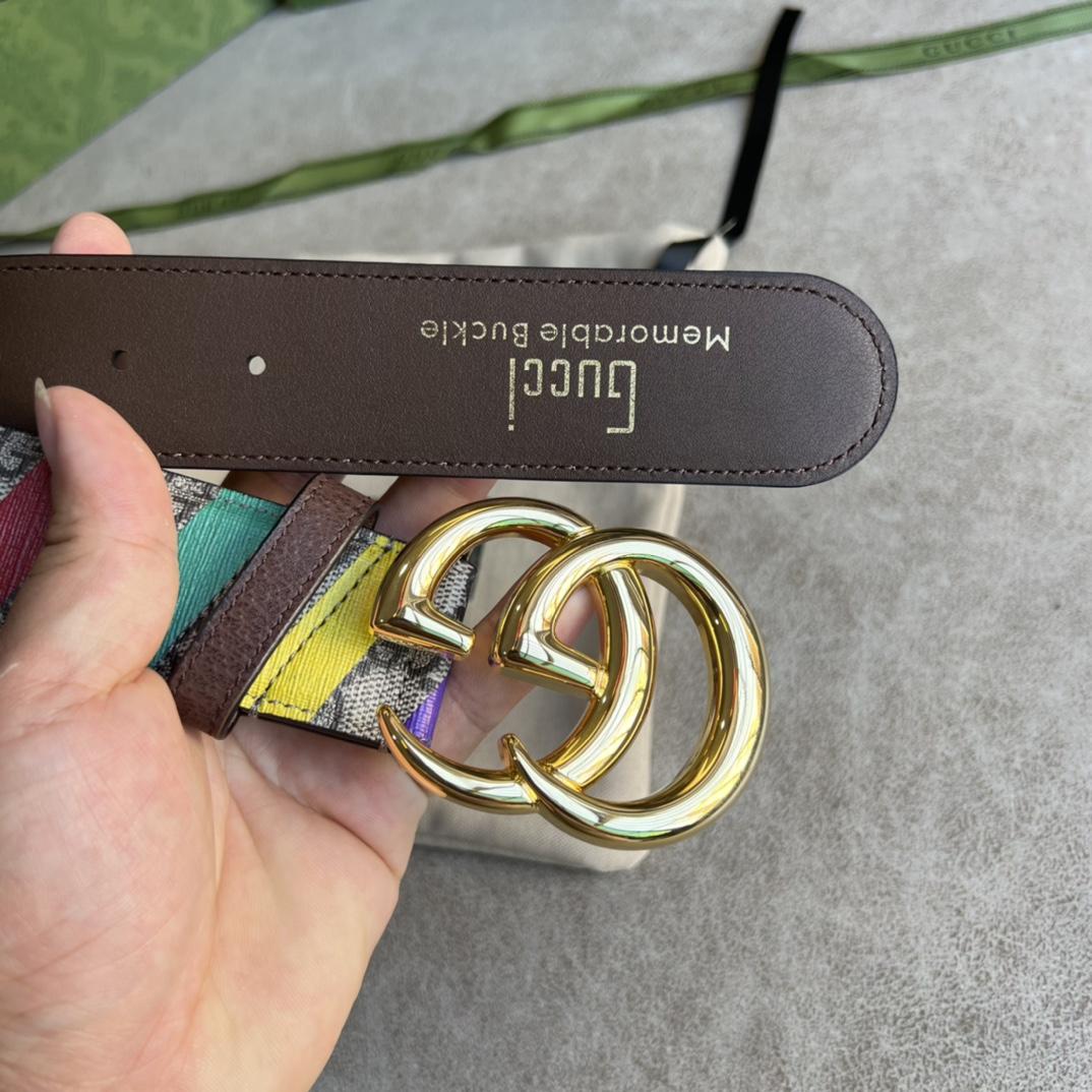 Gucci Striped Belt With Double G - DesignerGu