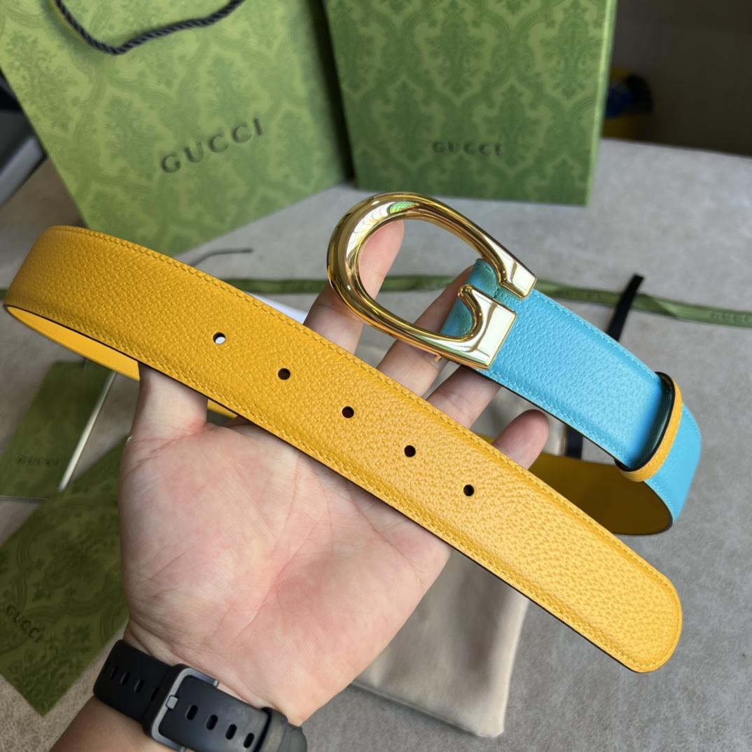 Gucci Two-Tone Belt With G Buckle - DesignerGu