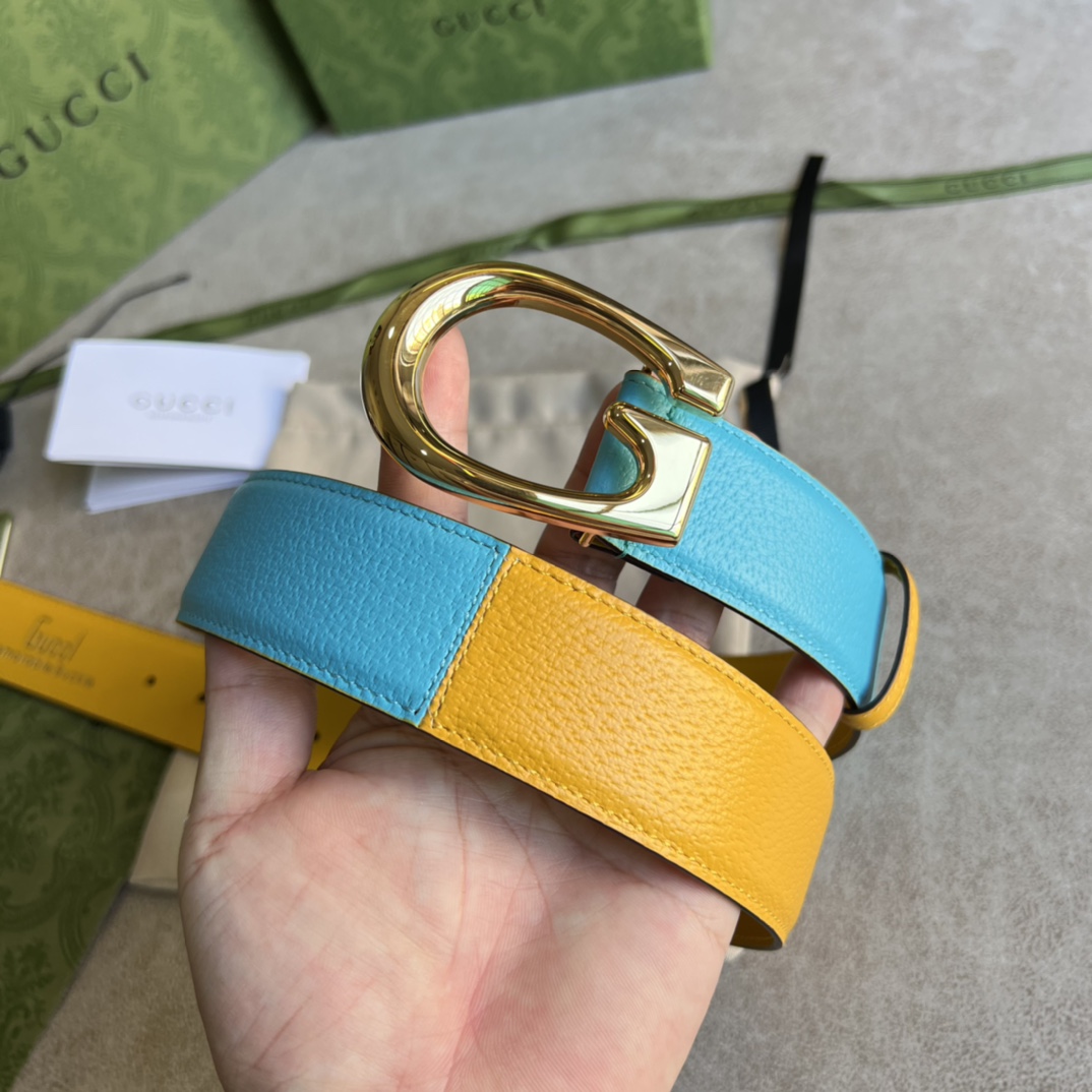 Gucci Two-Tone Belt With G Buckle - DesignerGu