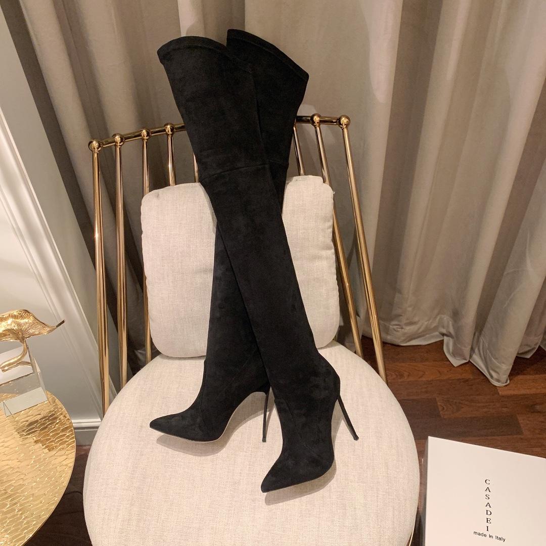 Casadei Blade Black Over-The-Knee Boot - DesignerGu