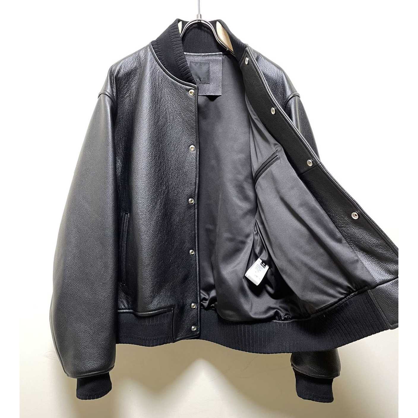 Givenchy Logo Leather Bomber Jacket In Black - DesignerGu