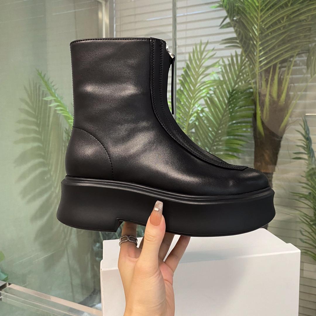 The Row Zipped Boot 1 In Leather - DesignerGu