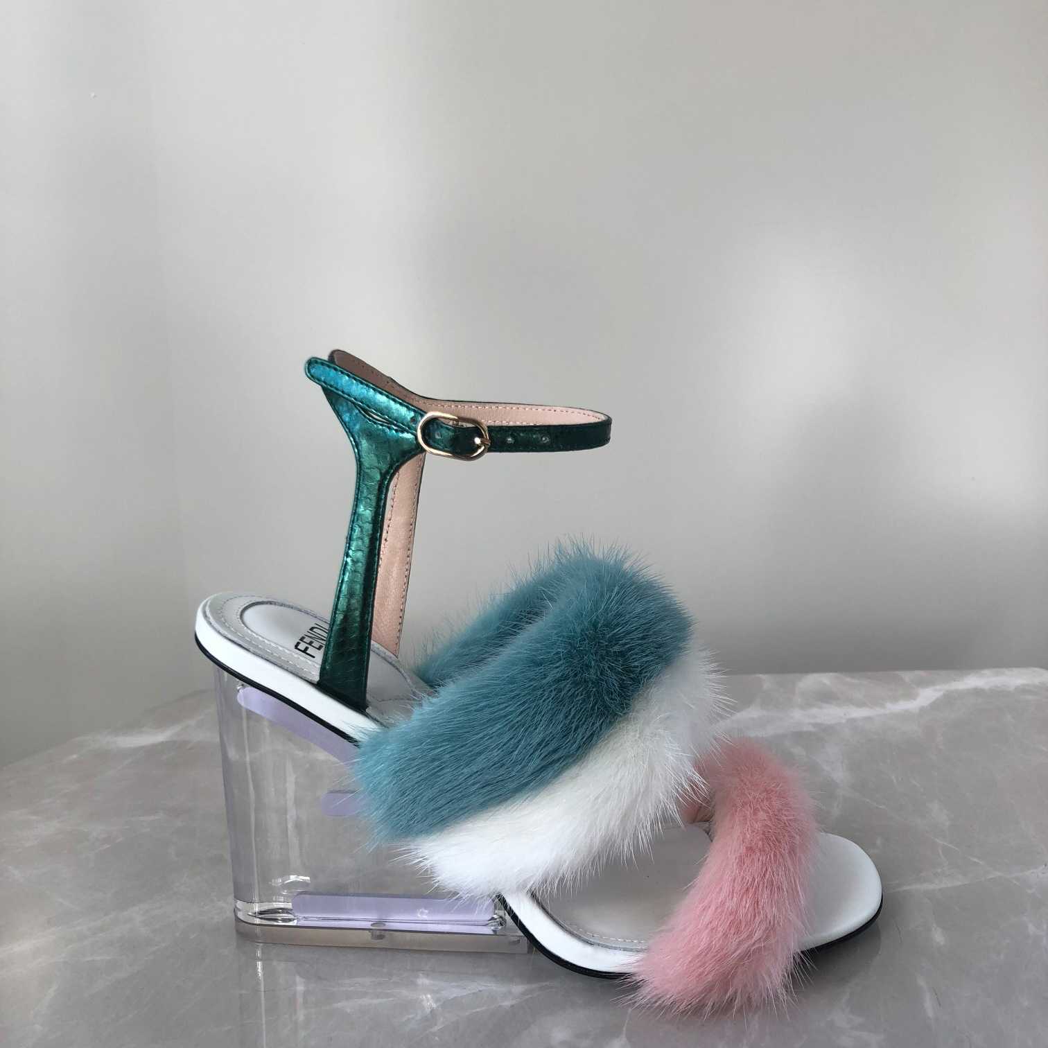 Fendi First Pink Mink High-Heeled Sandals - DesignerGu