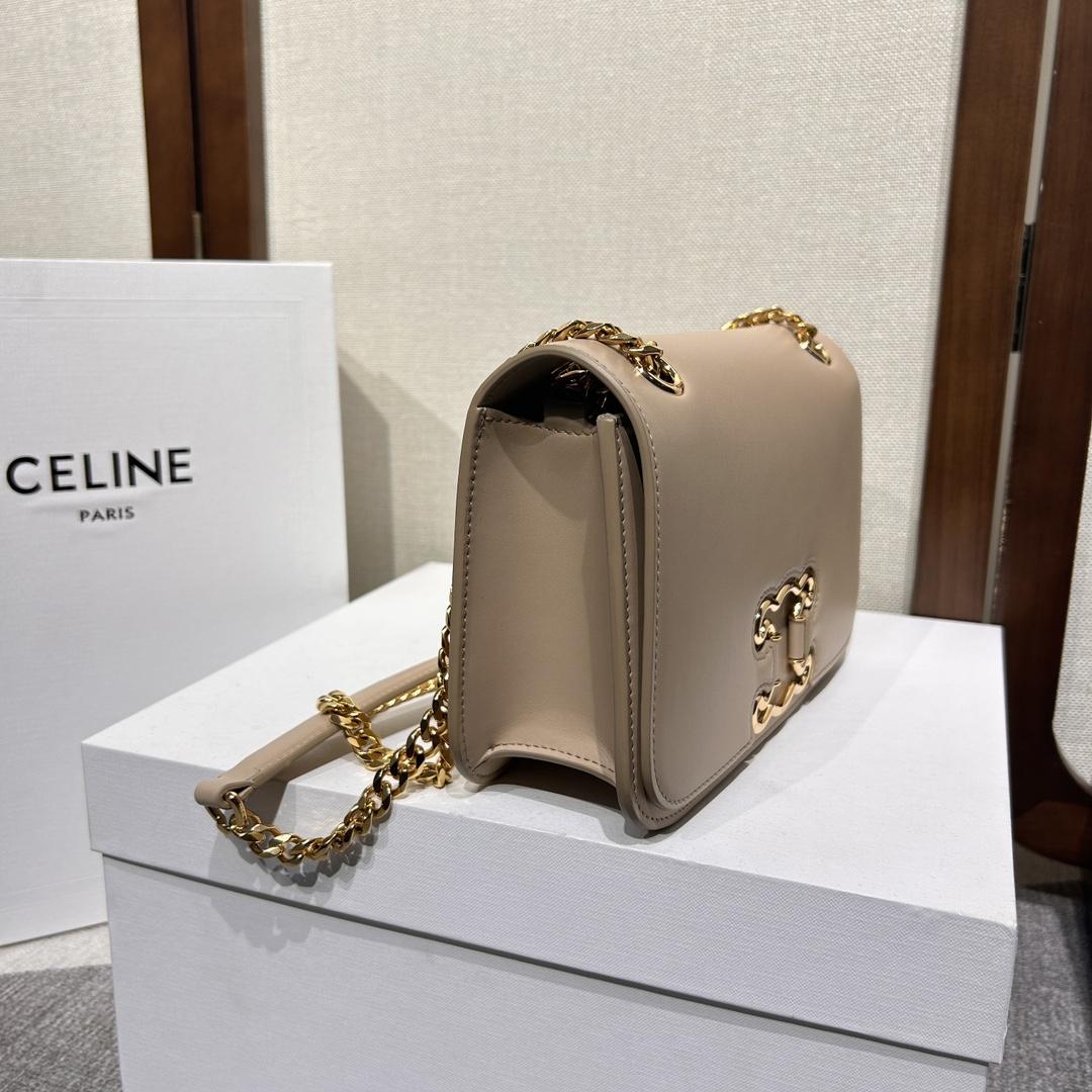 Celine Medium Bag Triomphe Frame In Shiny Calfskin - DesignerGu