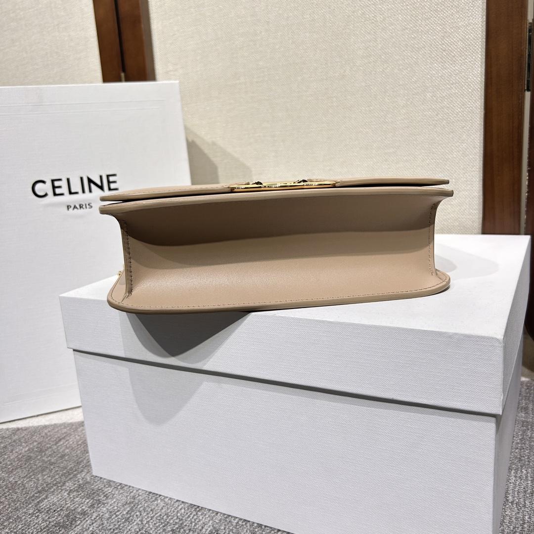 Celine Medium Bag Triomphe Frame In Shiny Calfskin - DesignerGu