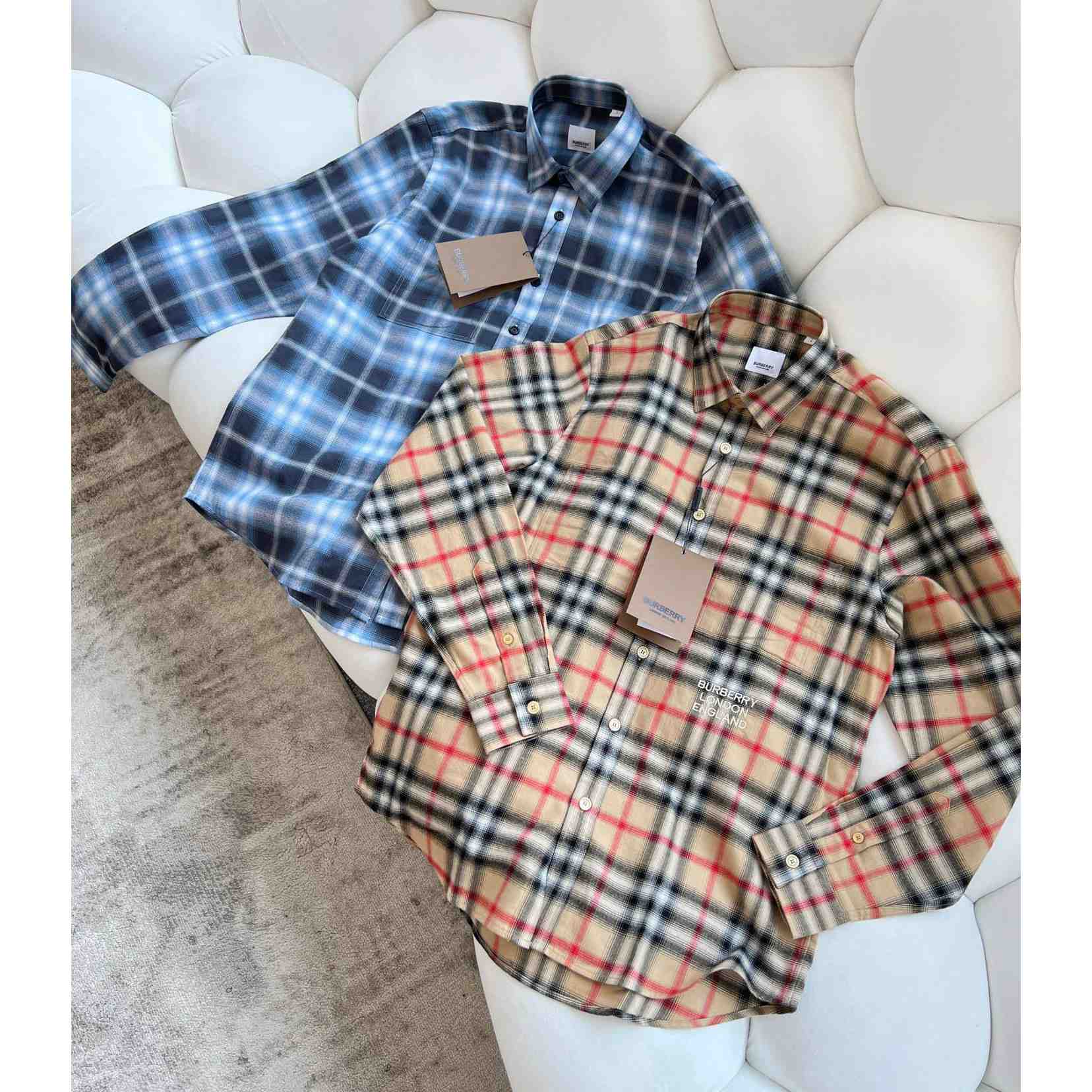 Burberry Chingford Classic Fit Embroidered Logo Ombre Check Button-Up Shirt  - DesignerGu