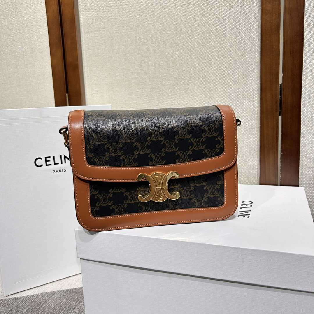 Celine Classique Triomphe Bag In Triomphe Canvas And Calfskin - DesignerGu