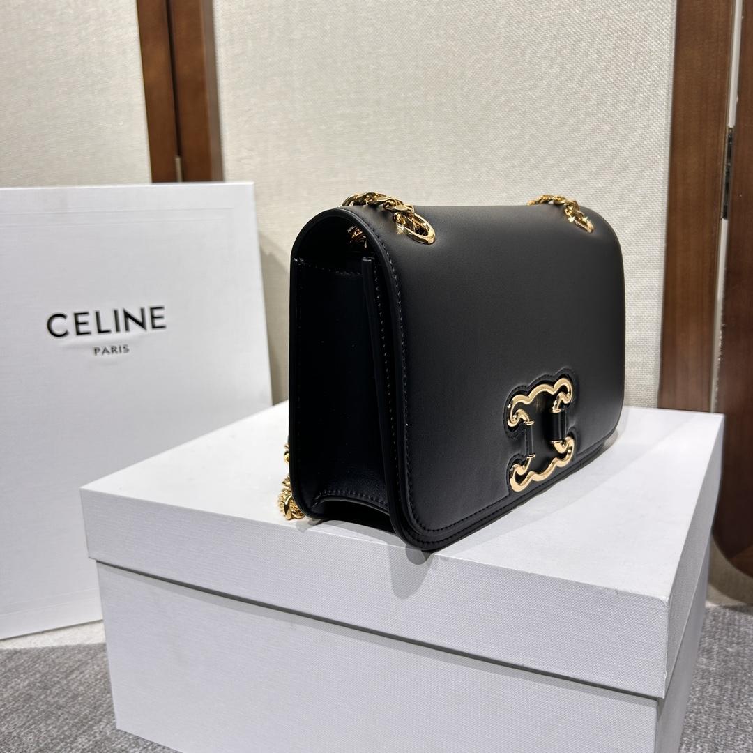 Celine Medium Bag Triomphe Frame In Shiny Calfskin - DesignerGu