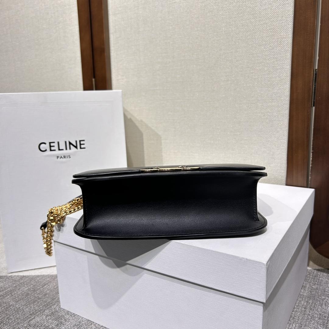 Celine Medium Bag Triomphe Frame In Shiny Calfskin - DesignerGu