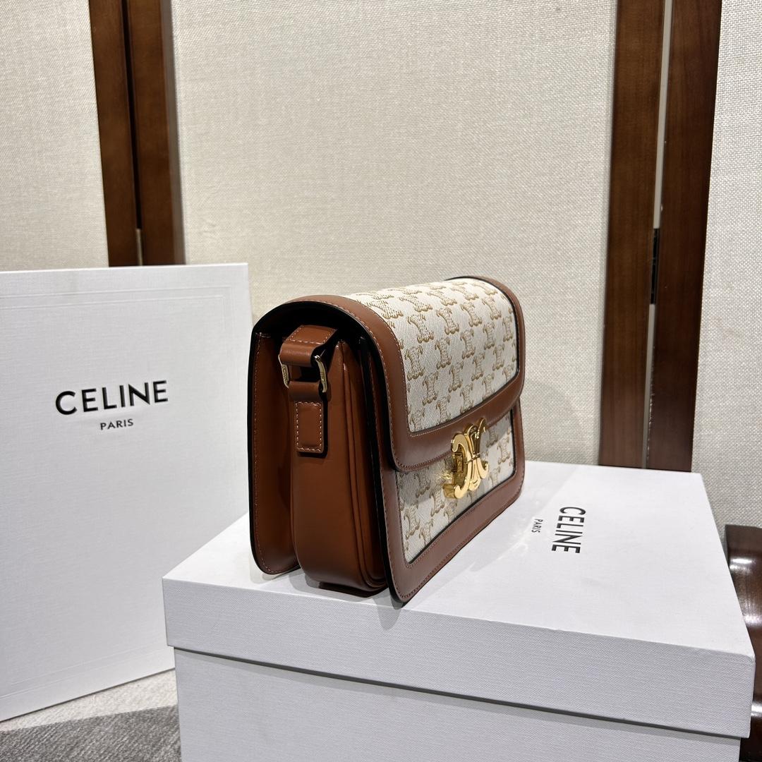 Celine Classique Triomphe Bag In Triomphe Canvas And Calfskin - DesignerGu