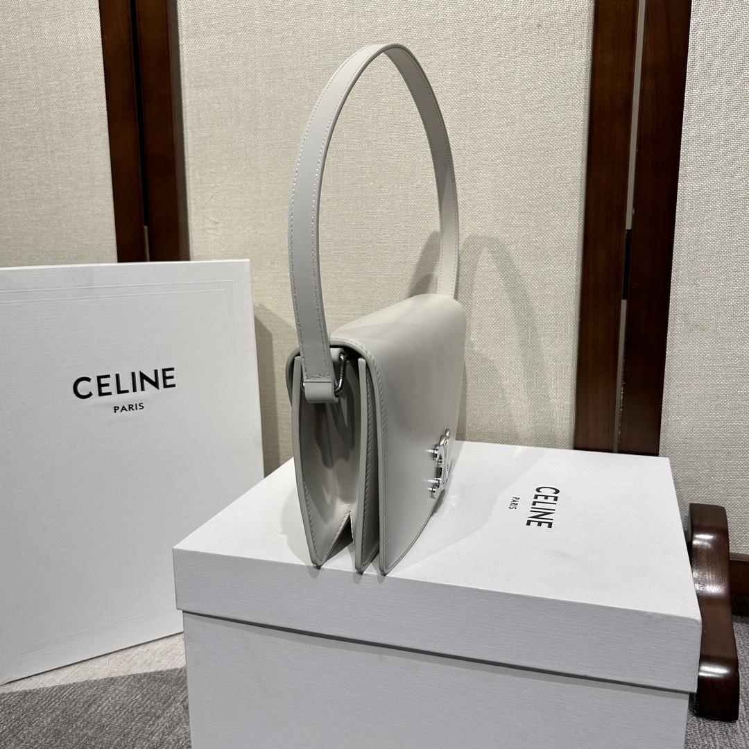 Celine Trapeze Triomphe Bag In Shiny Calfskin - DesignerGu