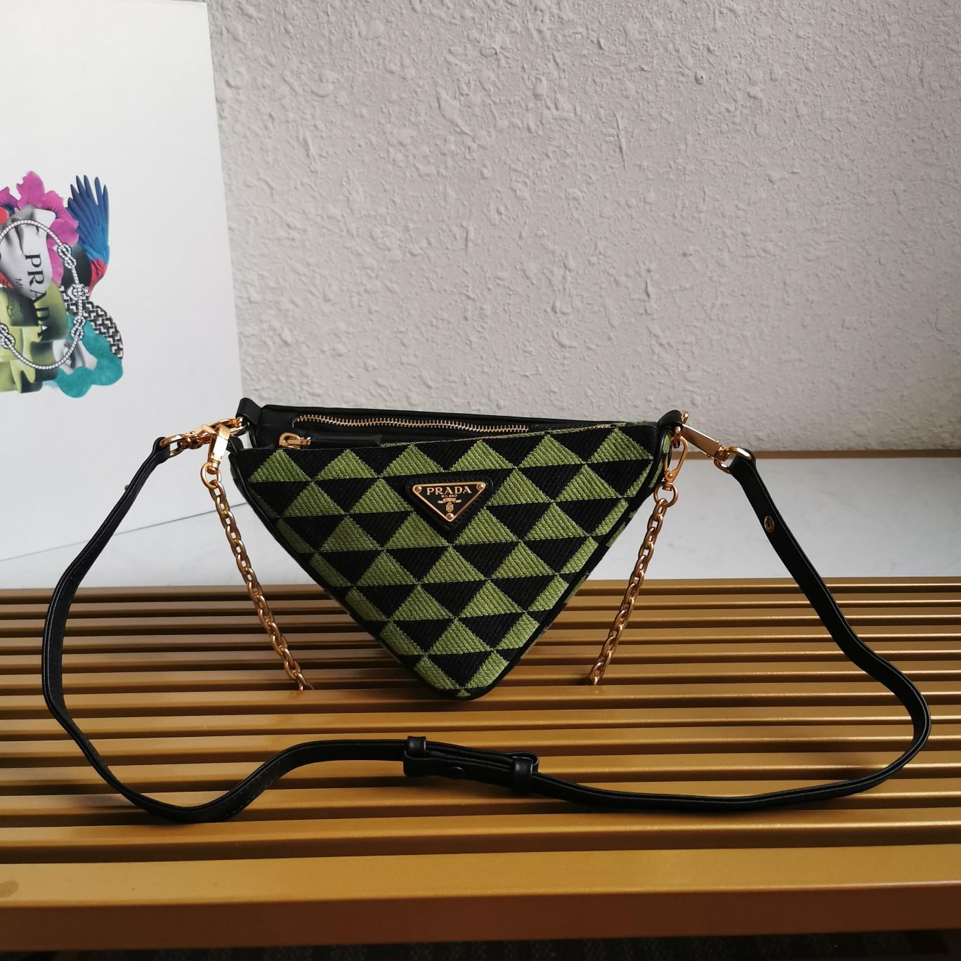 Prada Symbole Leather And Fabric Mini Bag(26-16-13cm) - DesignerGu