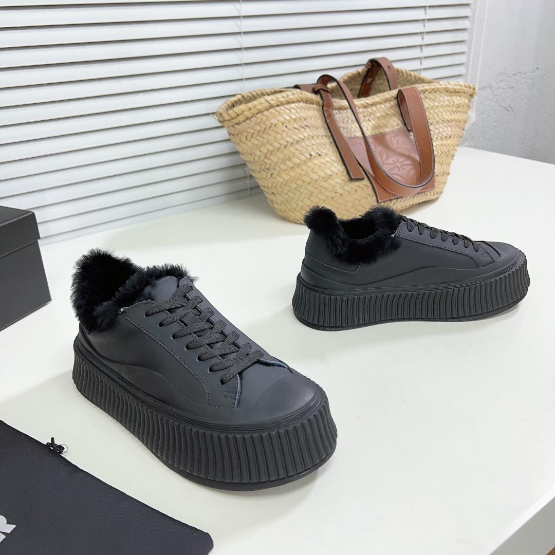 JIl Sander Leather Sneakers With Vulcanized Rubber Sole - DesignerGu