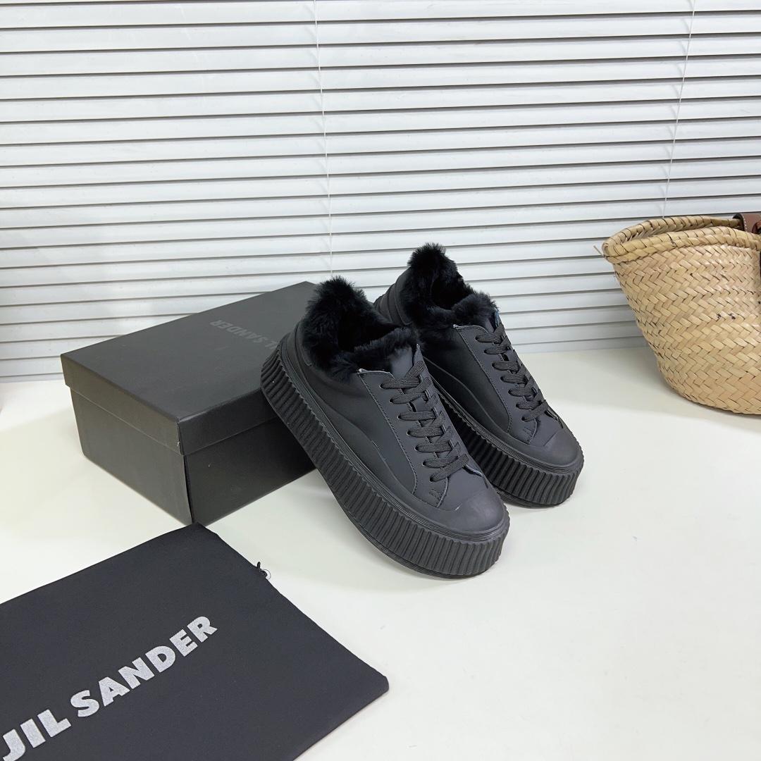 JIl Sander Leather Sneakers With Vulcanized Rubber Sole - DesignerGu