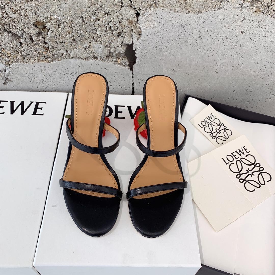 Loewe Rose Heel Sandal In Goatskin - DesignerGu