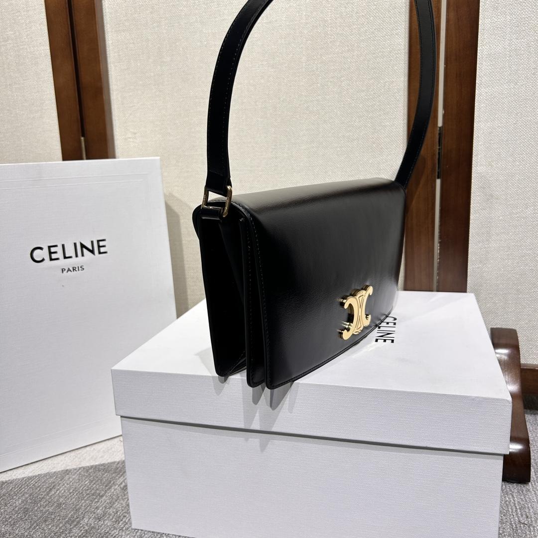 Celine Trapeze Triomphe Bag In Shiny Calfskin - DesignerGu