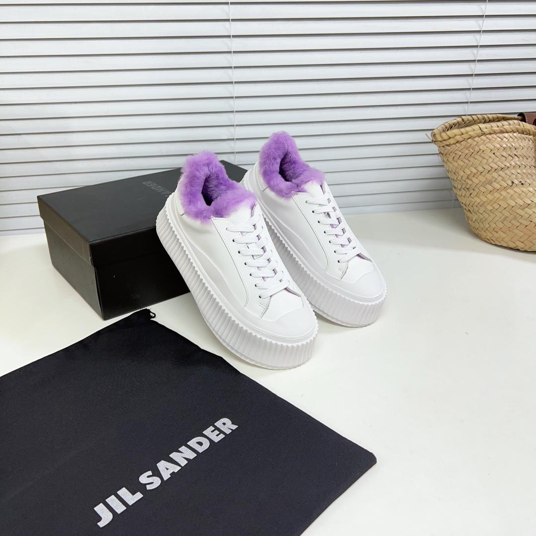 JIl Sander Leather Sneakers With Vulcanized Rubber Sole - DesignerGu