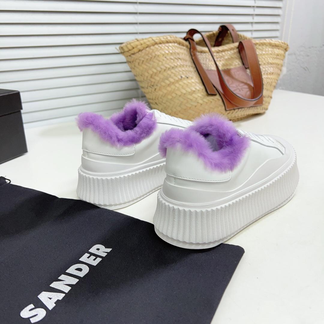 JIl Sander Leather Sneakers With Vulcanized Rubber Sole - DesignerGu