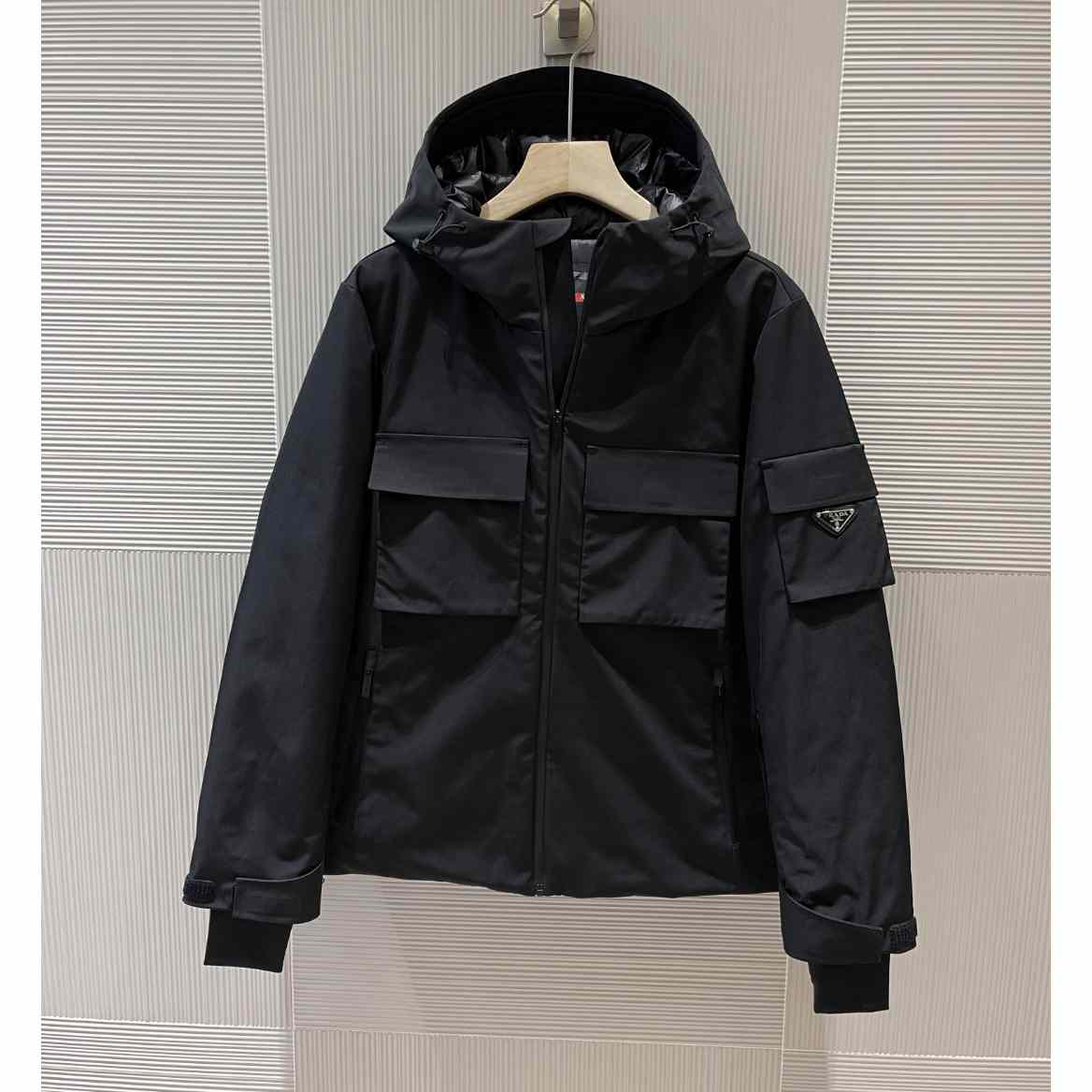 Prada Logo Hooded Puffer Jacket - DesignerGu