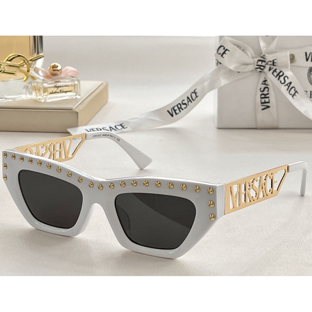 Versace 90s Vintage Logo Cat-Eye Sunglasses     VE4967  - DesignerGu