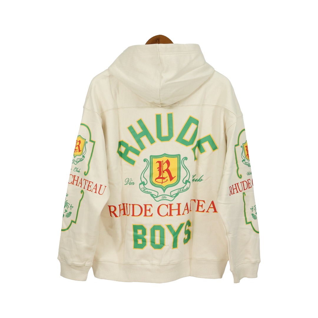 Rhude Wine Club Logo-Print Cotton-Jersey Hoodie - DesignerGu